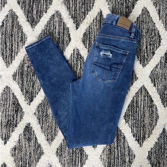 American Eagle Curvy Super Hi-Rise Legging Womens size 0 Regular Distressed - Picture 2 of 7